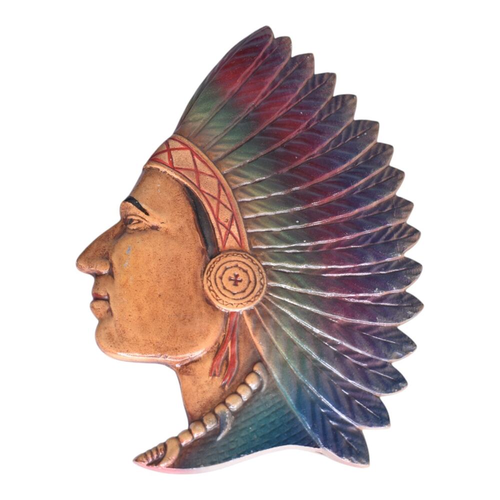 The Artcaster WP33 Painted Native American Metal Wall Hanging